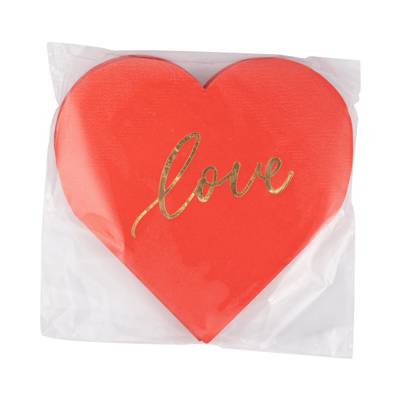 Foil Red Love Heart Cocktail Napkin