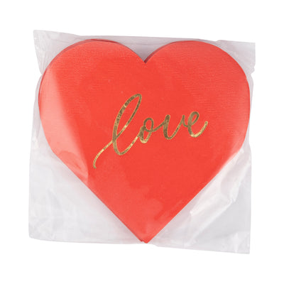 Foil Red Love Heart Cocktail Napkin