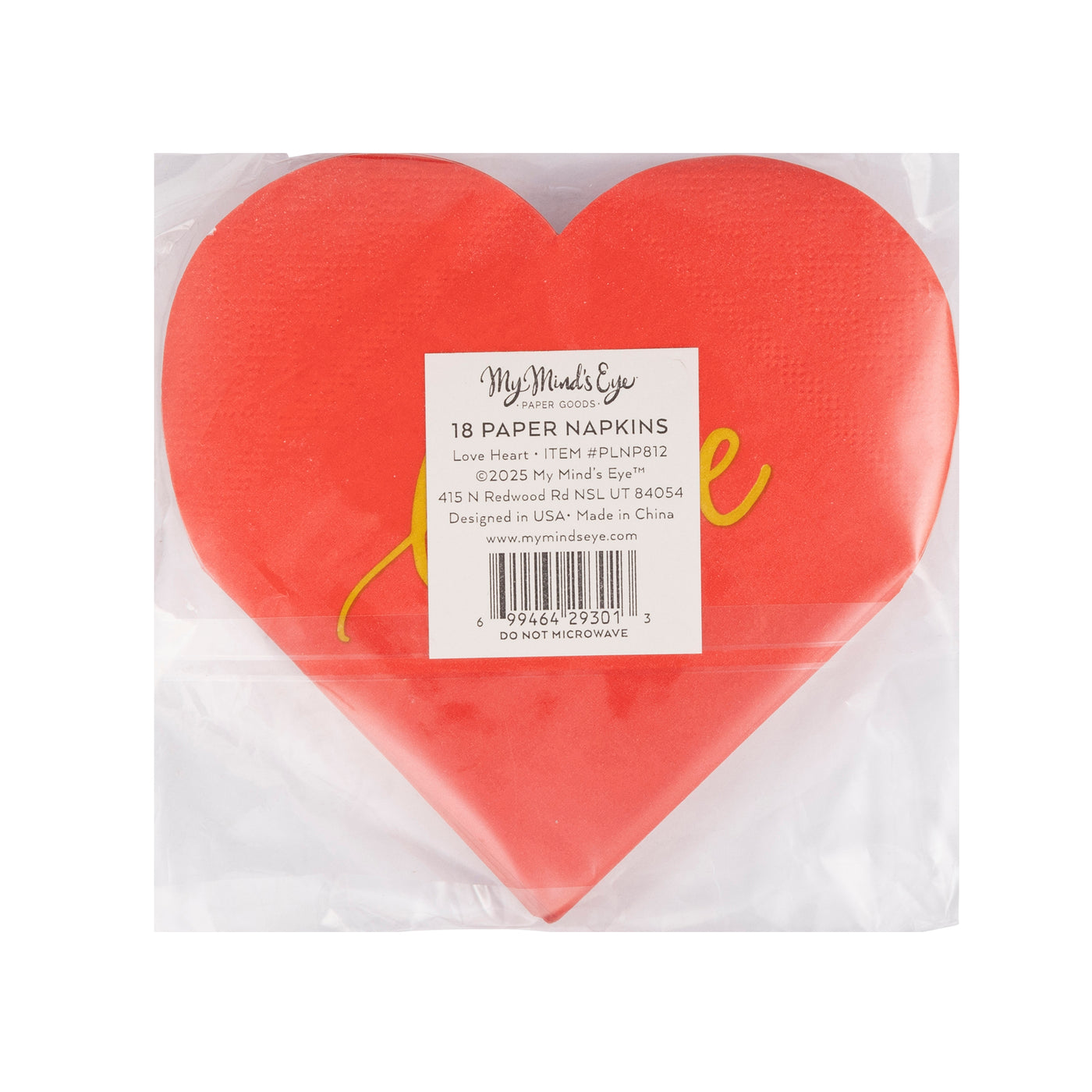 Foil Red Love Heart Cocktail Napkin