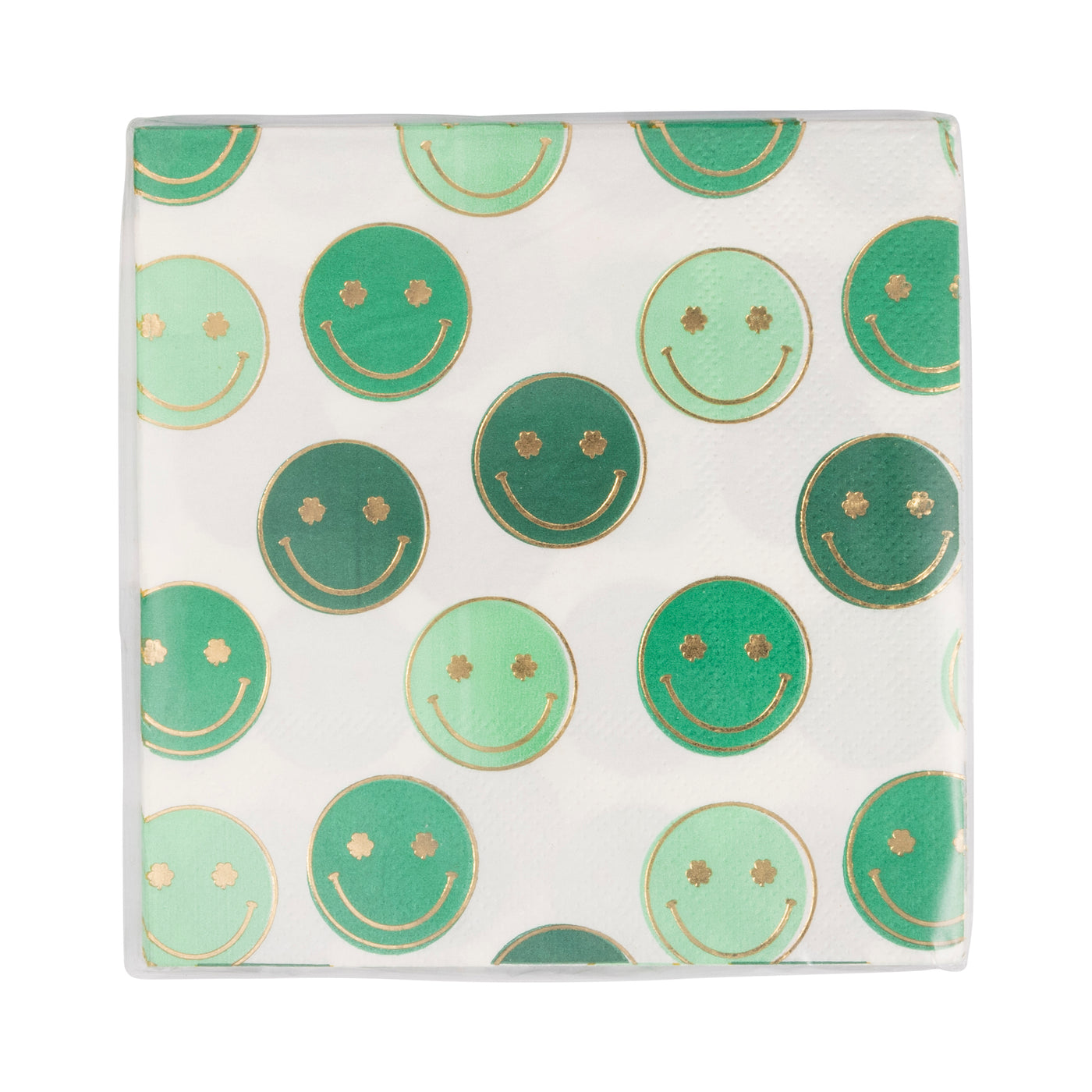 Foil Smiley Shamrocks Cocktail Napkin