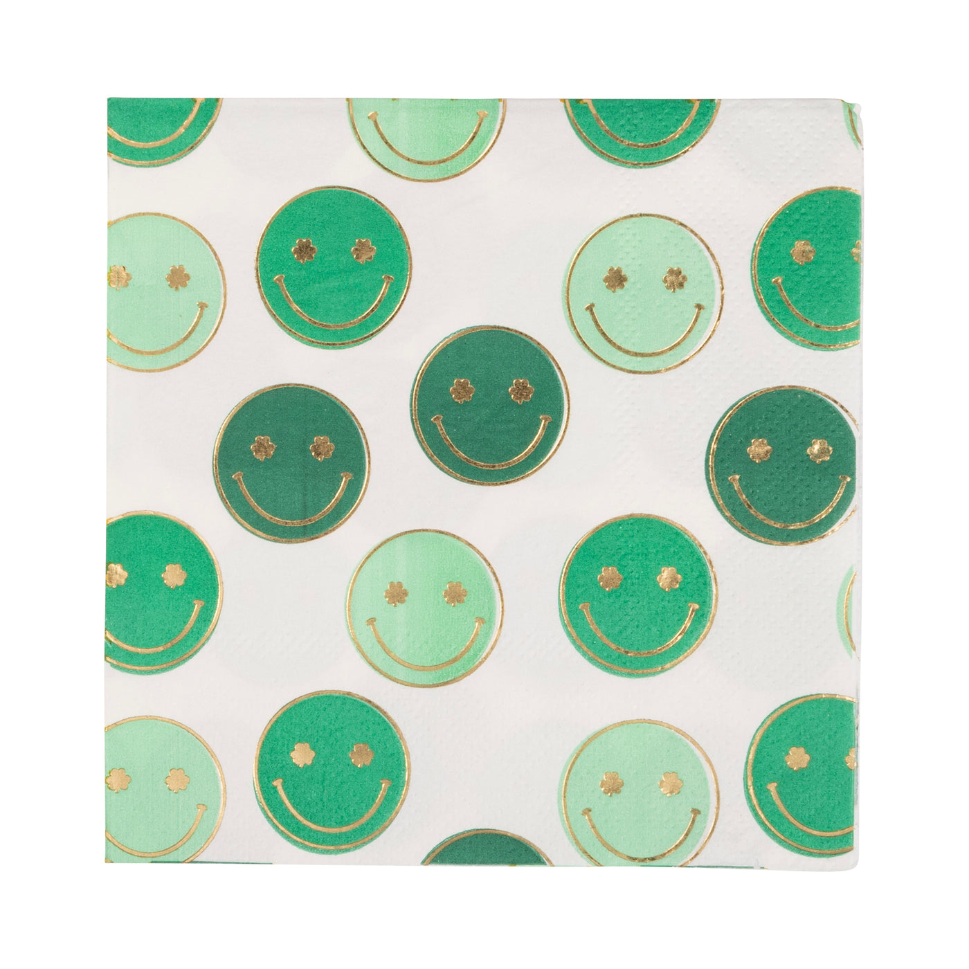 Foil Smiley Shamrocks Cocktail Napkin