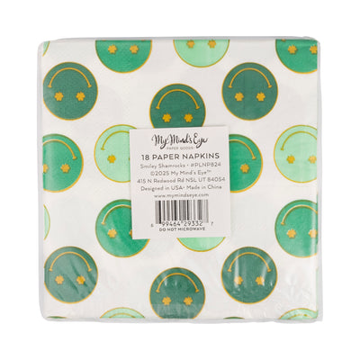 Foil Smiley Shamrocks Cocktail Napkin