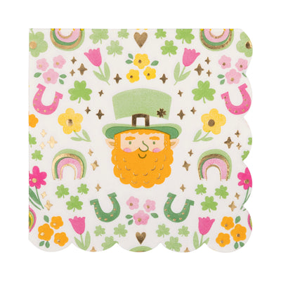 Foil Leprechaun Scatter Scallop Cocktail Napkin