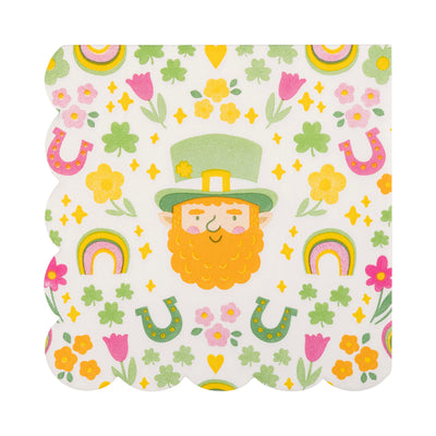 Foil Leprechaun Scatter Scallop Cocktail Napkin