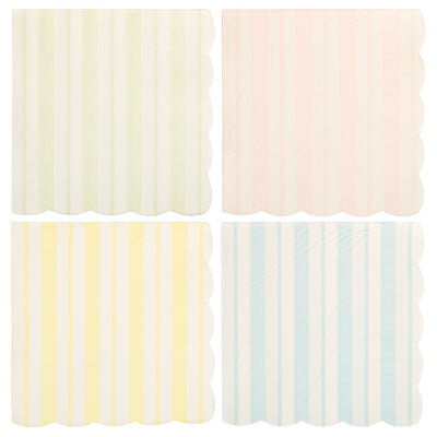 Striped Scallop Cocktail Napkin Set