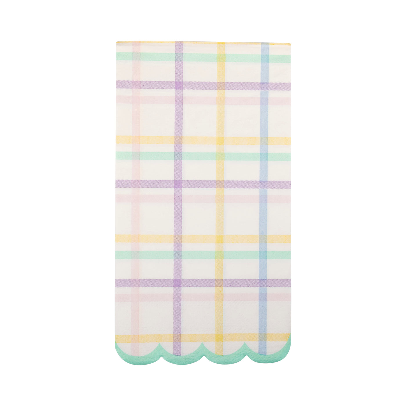 Multi Plaid Scallop Guest Napkin