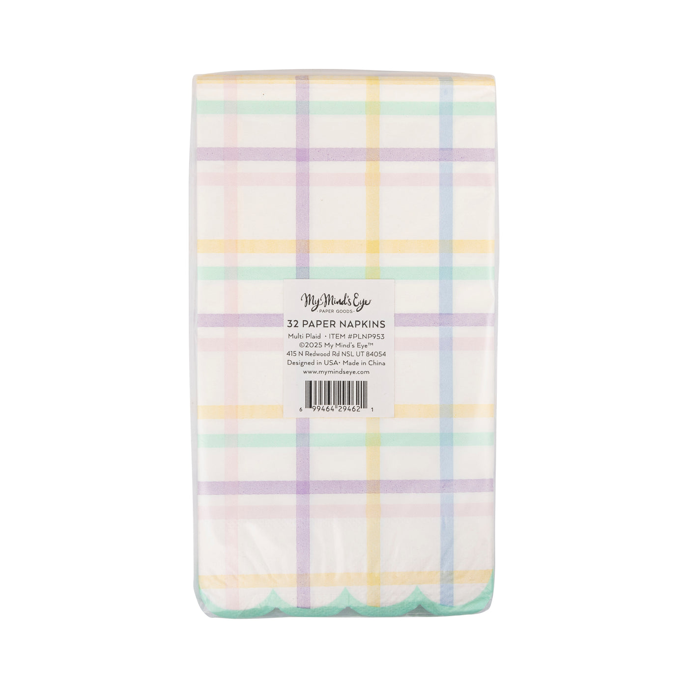 Multi Plaid Scallop Guest Napkin