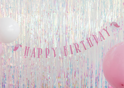 Pink Unicorn Happy Birthday Banner