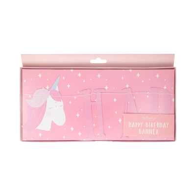 Pink Unicorn Happy Birthday Banner