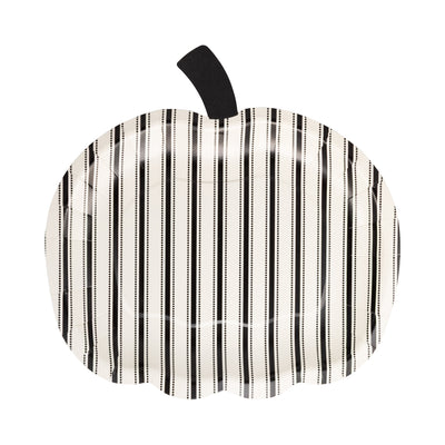 Black Stripe Pumpkin Shaped Plate