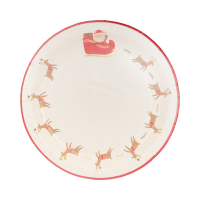 Santa with Reindeer Paper Plate
