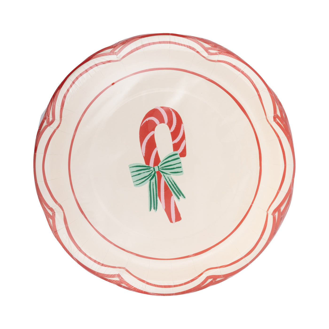 Round Candy Cane Paper Plate