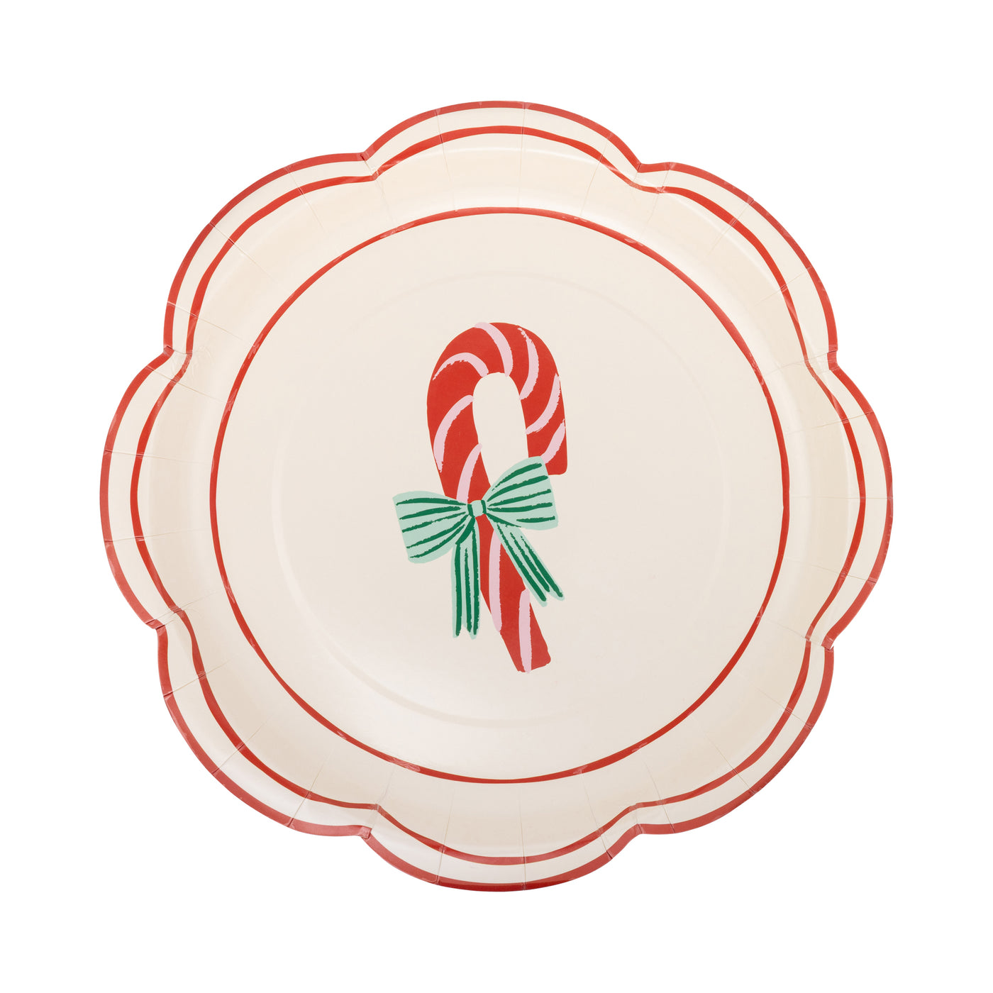 Round Candy Cane Paper Plate