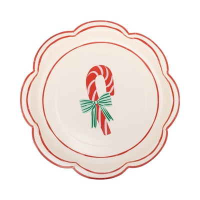 Round Candy Cane Paper Plate