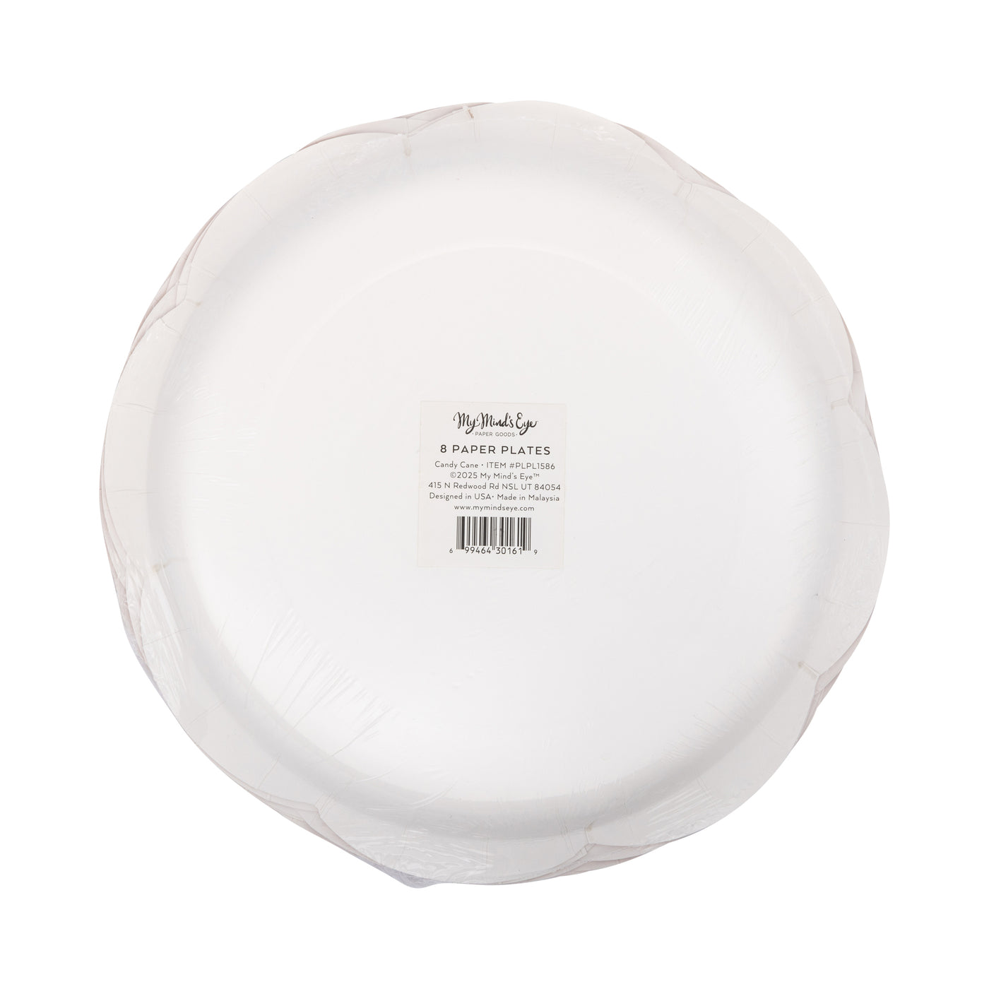 Round Candy Cane Paper Plate