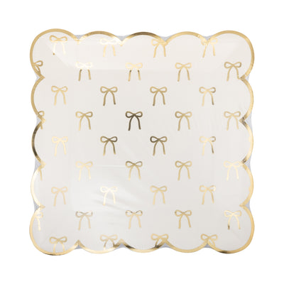 Gold Bows Paper Plate