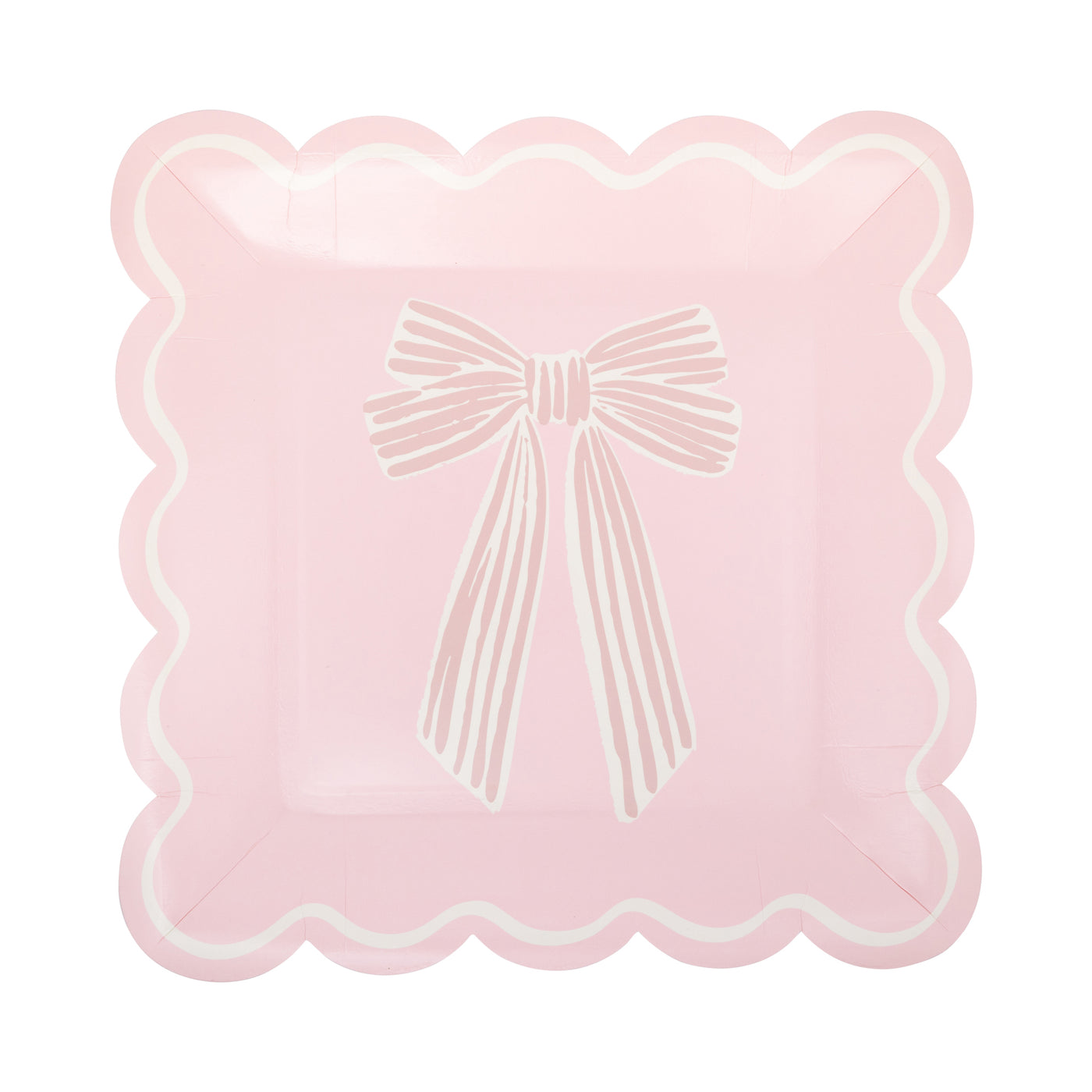 Large Pink Bows Paper Plate Set