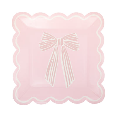 Large Pink Bows Paper Plate Set