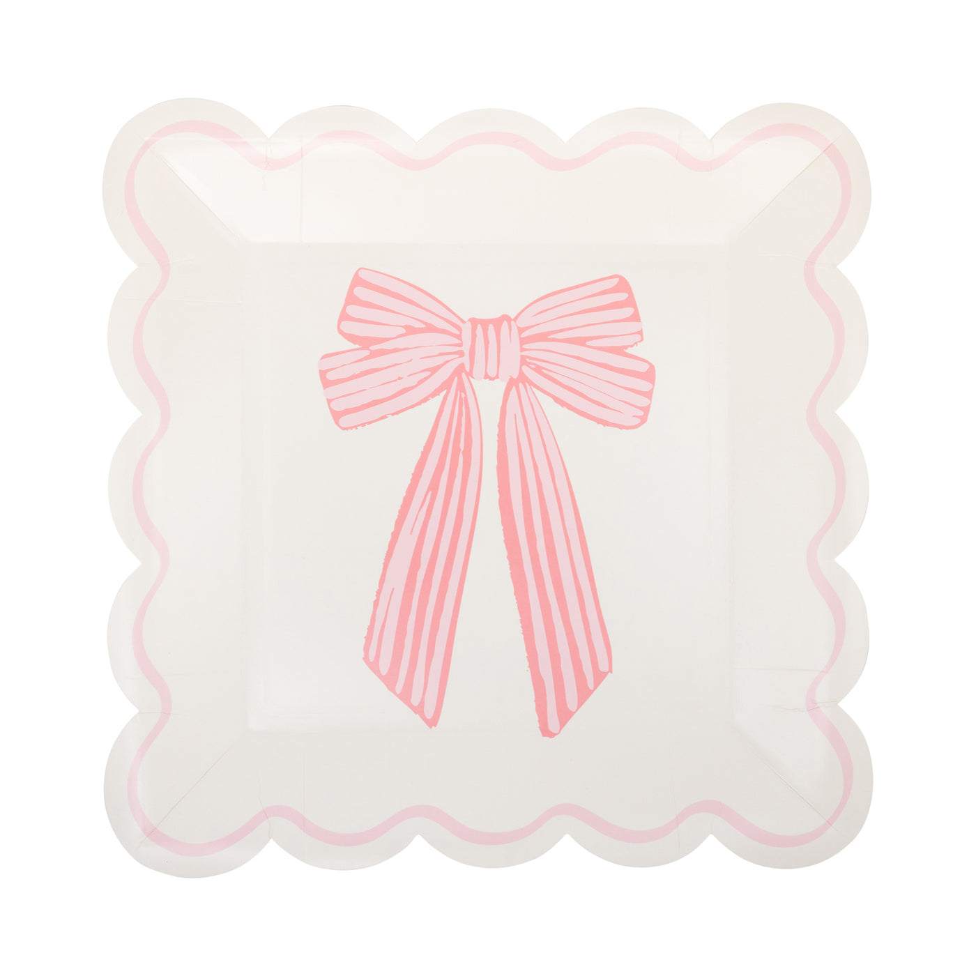 Large Pink Bows Paper Plate Set