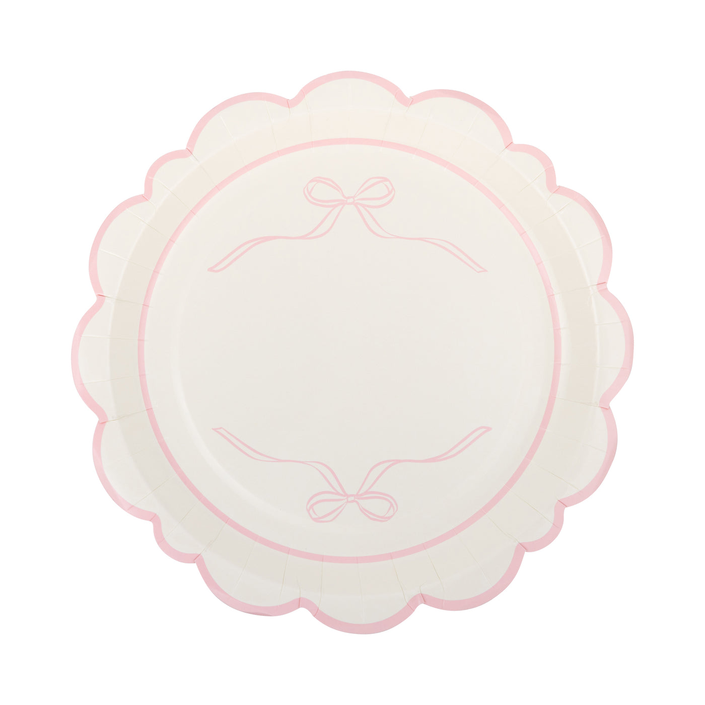 Round Pink Bows Paper Plate