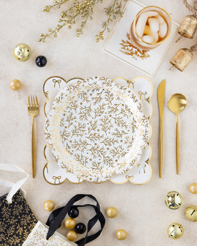 Gold Sprigs Paper Plate
