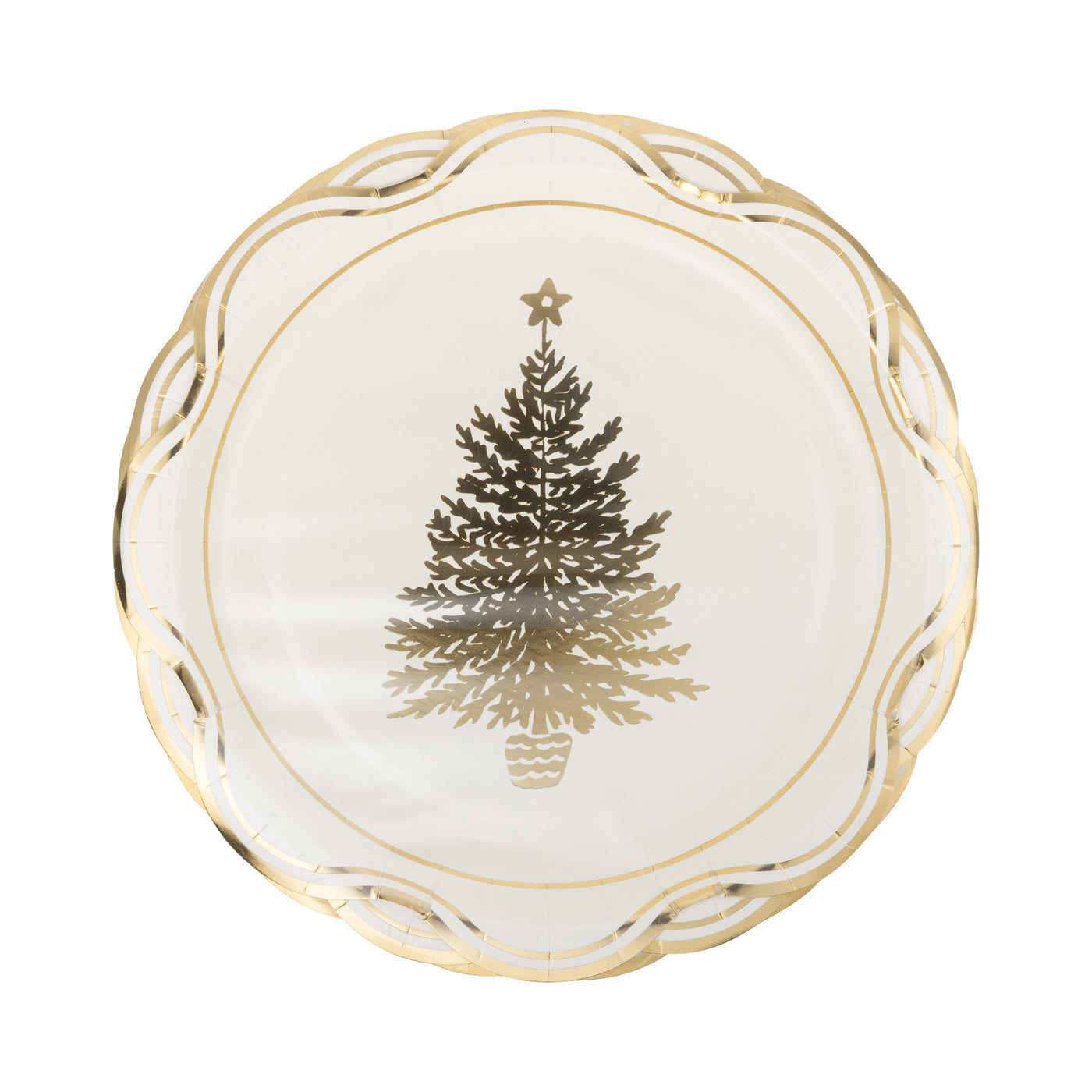 Gold Christmas Tree Paper Plate