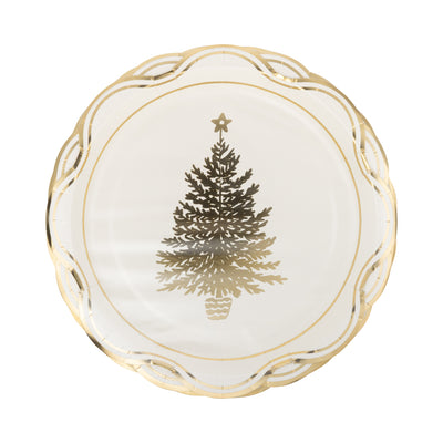 Gold Christmas Tree Paper Plate