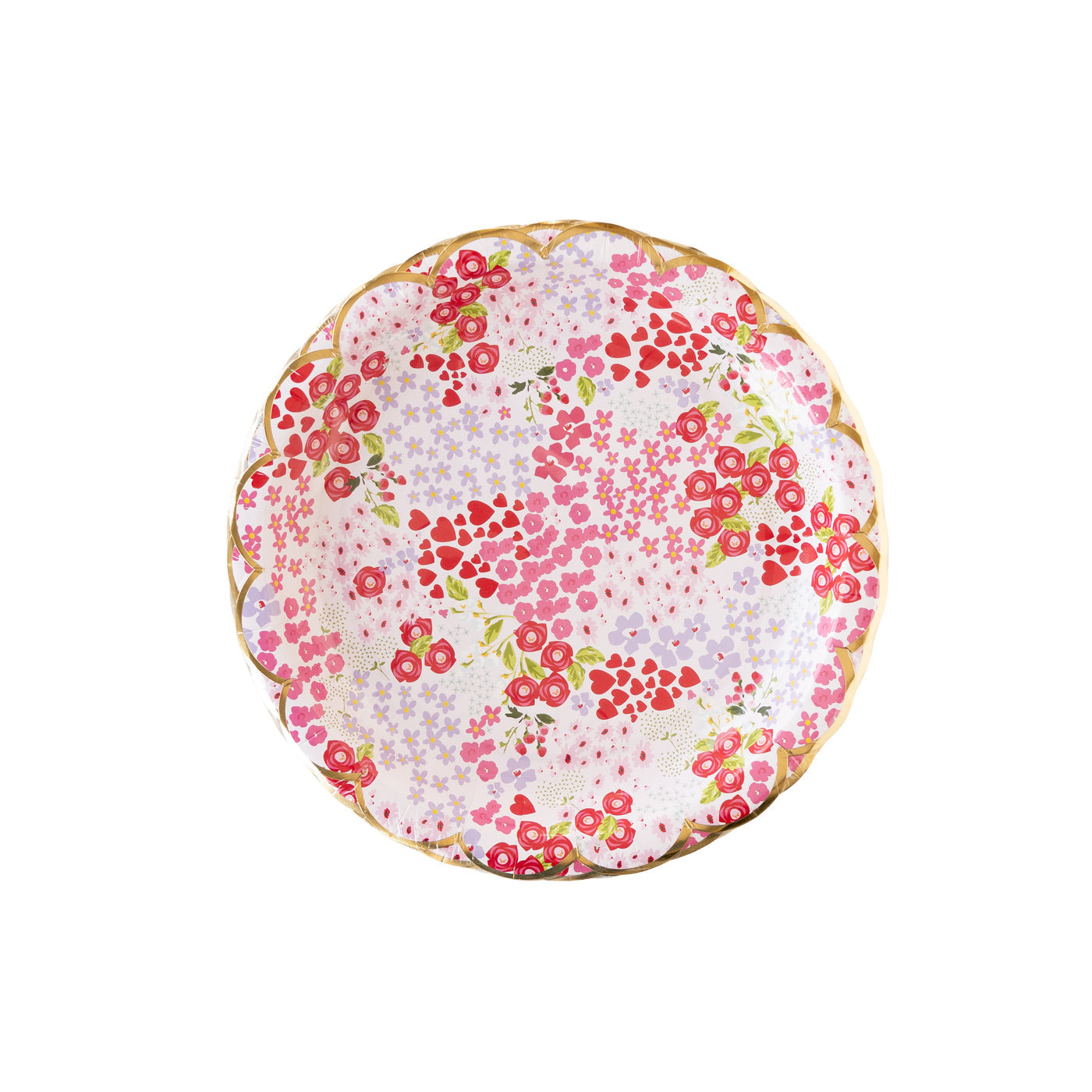 Ditzy Heart & Florals Paper Plate