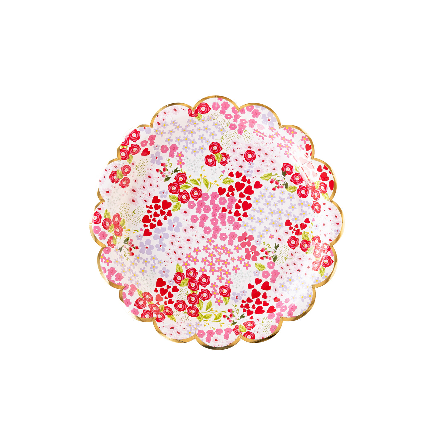 Ditzy Heart & Florals Paper Plate