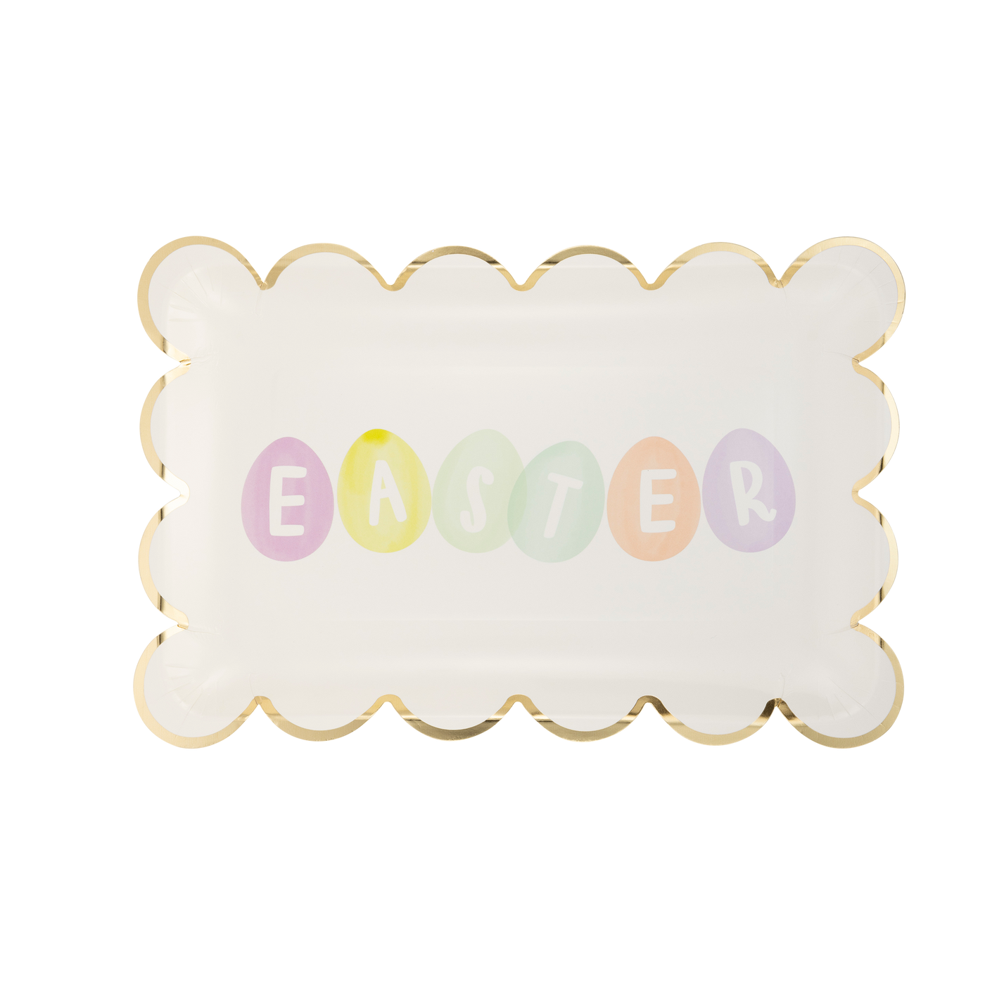 Easter Eggs Scallop Paper Plate