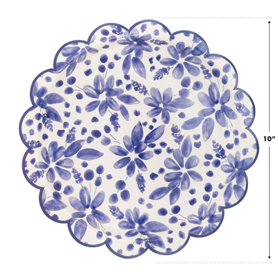 Blue Floral Paper Plate