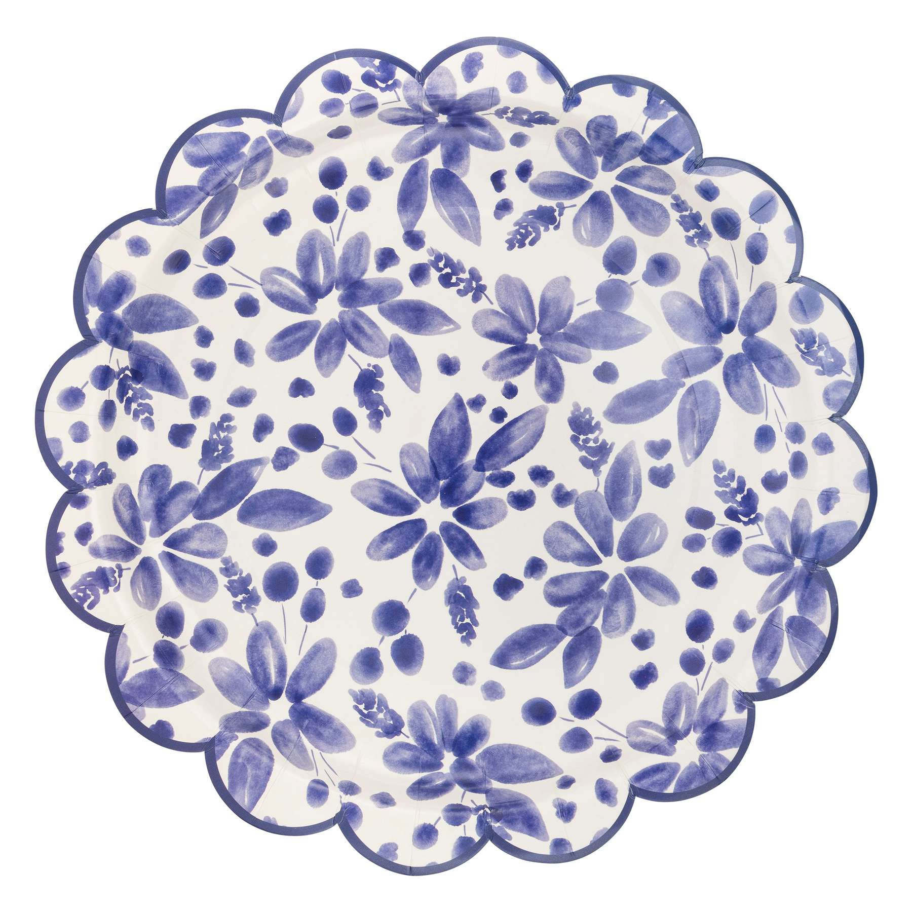 Blue Floral Paper Plate - Main Image