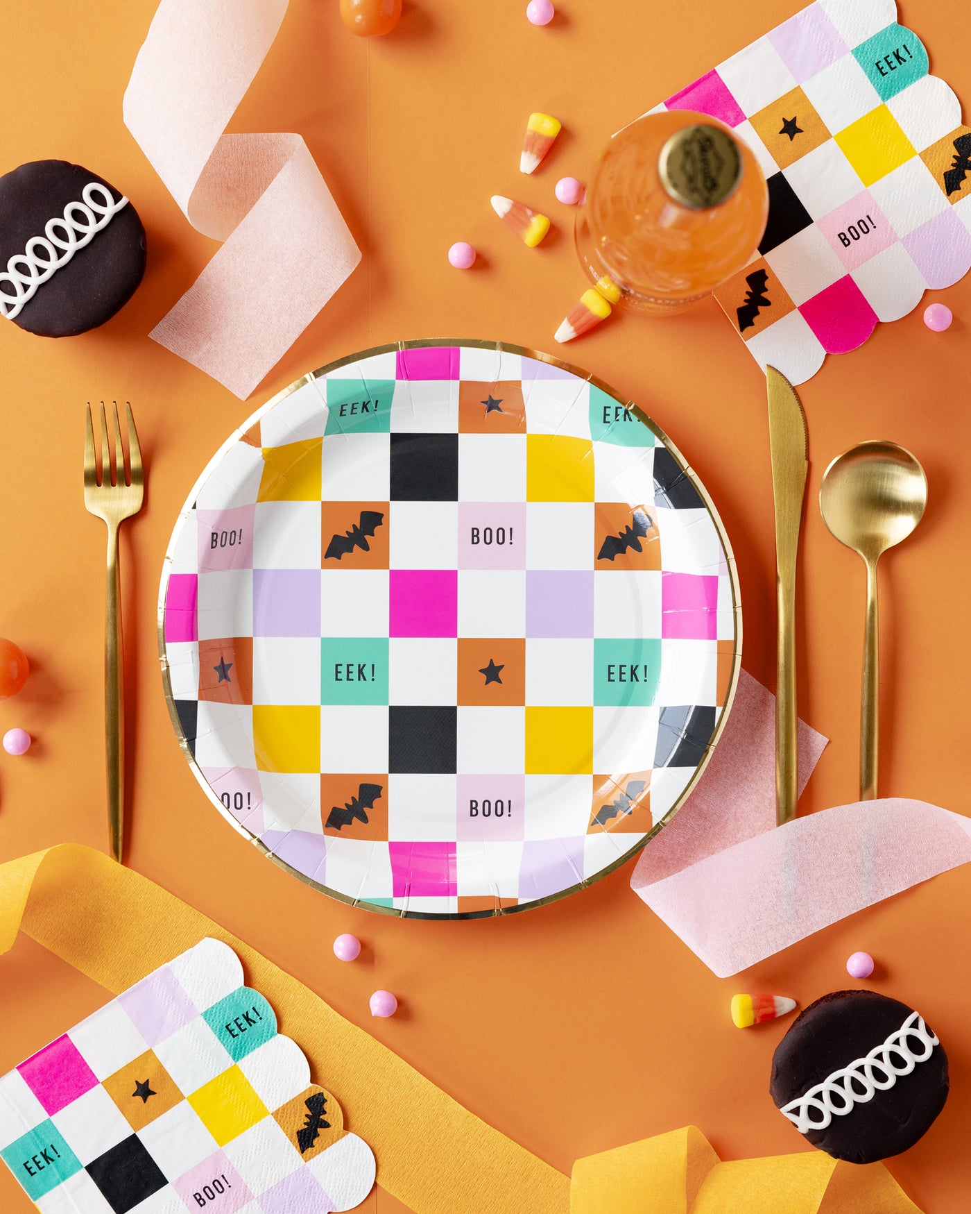 Halloween Checkerboard Paper Plate