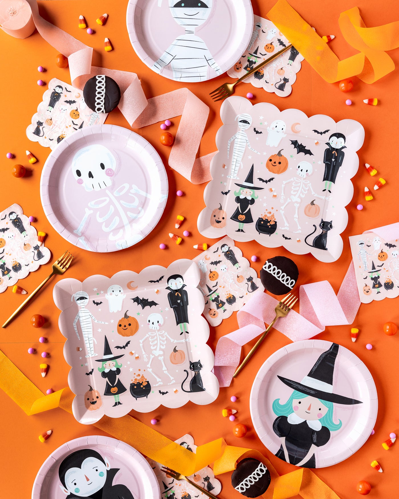 Pink Monster Paper Plate Set