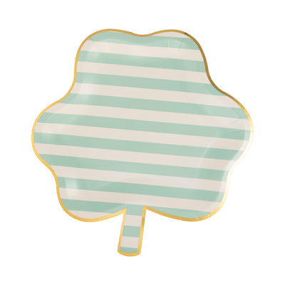 Shaped Striped Shamrock Paper Plate