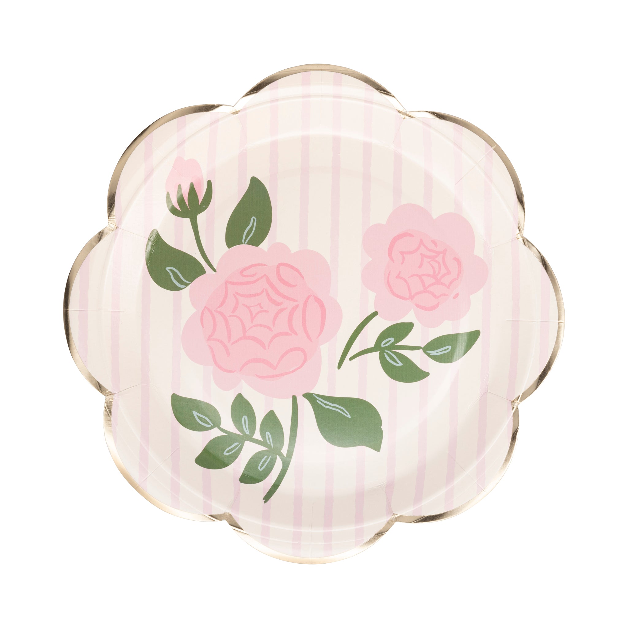 Rose Stripe Paper Plate.