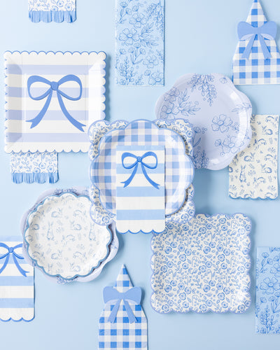 Blue Gingham Paper Plate