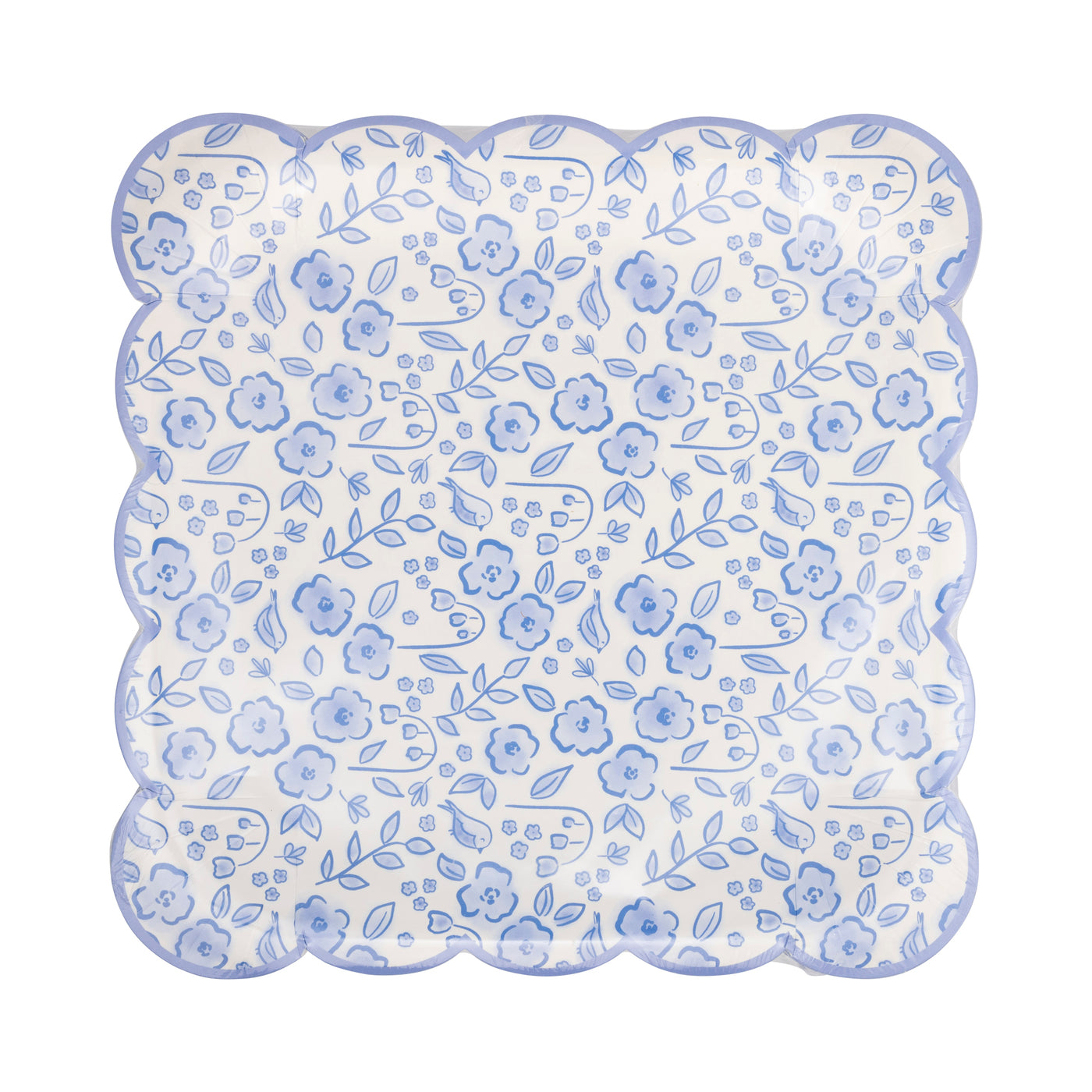 Blue Floral Paper Plate