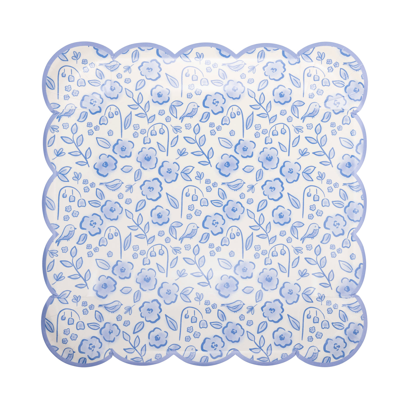 Blue Floral Paper Plate