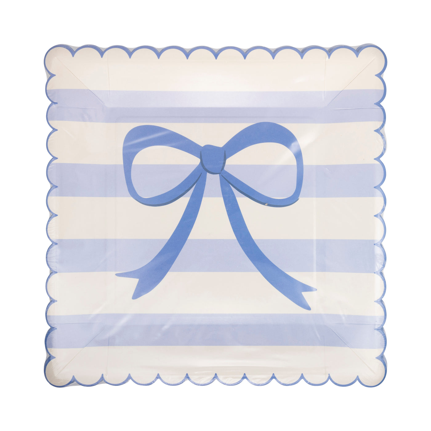 Blue Stripe Bow Paper Plate