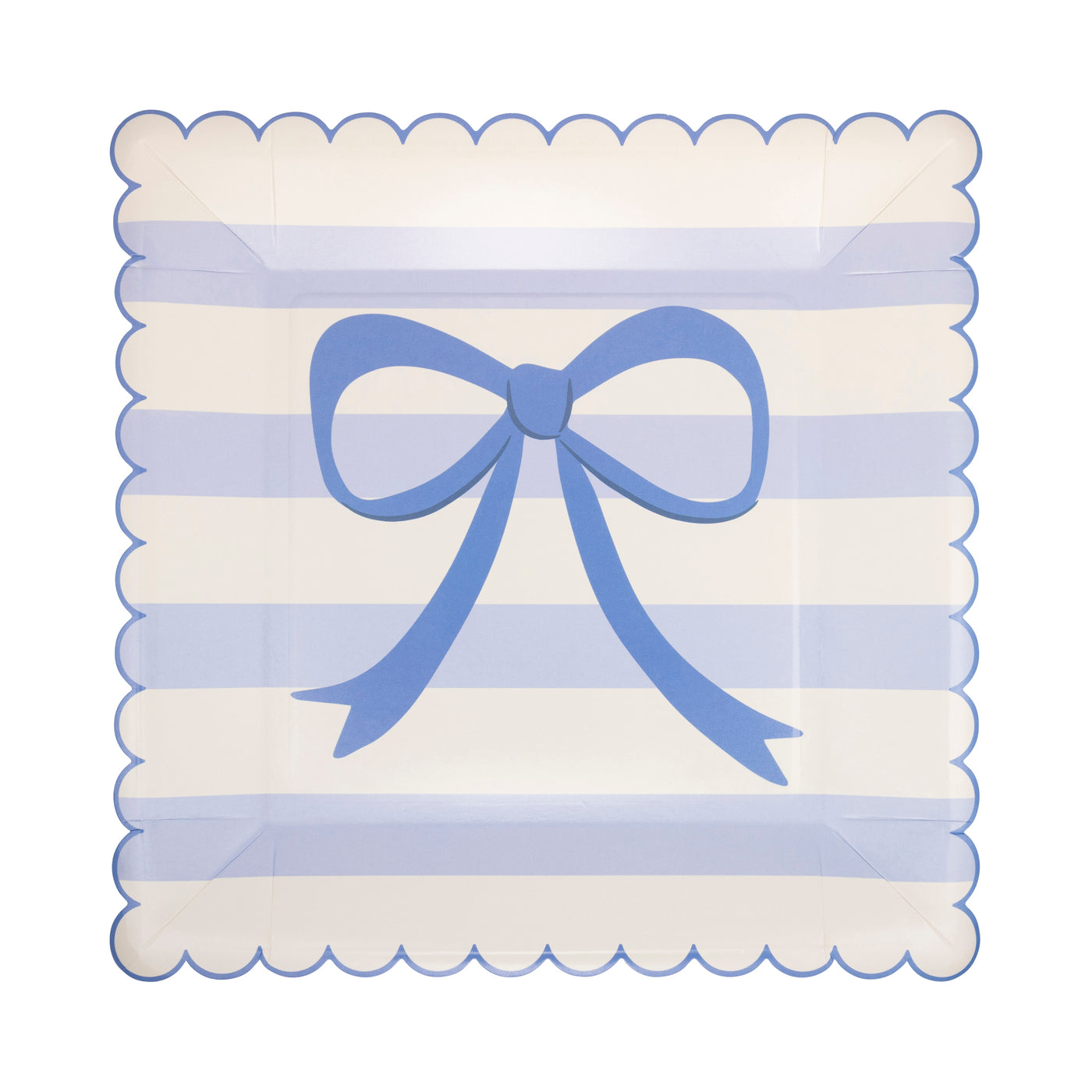 Blue Stripe Bow Paper Plate