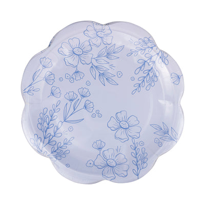 Blue Floral Paper Plate