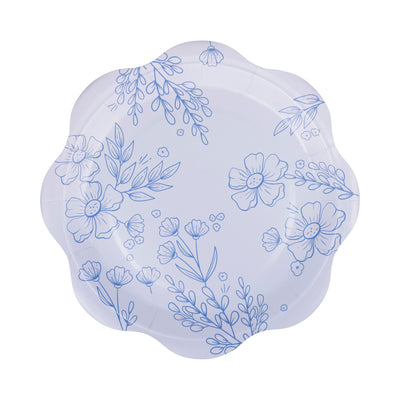 Blue Floral Paper Plate