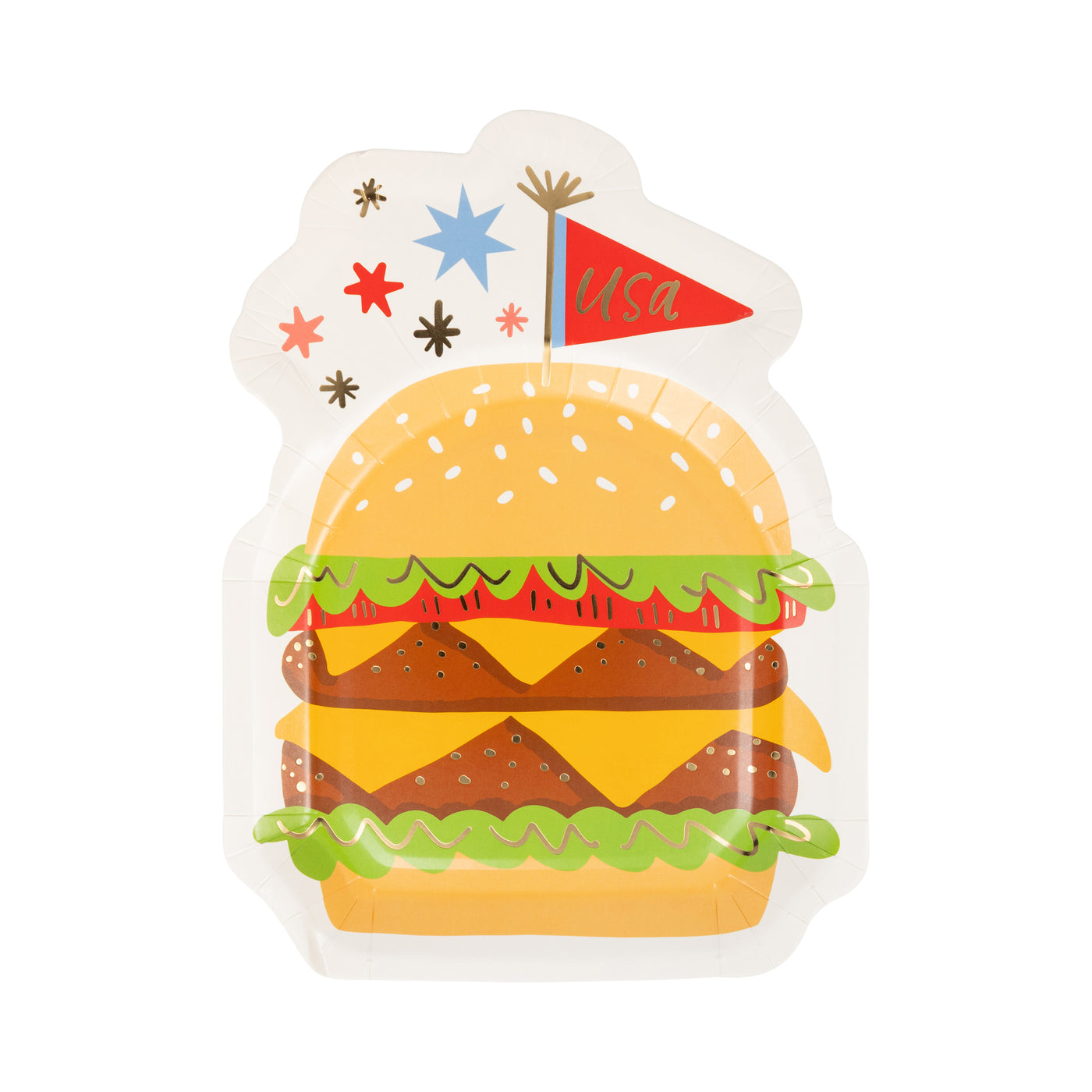 Burger Shaped Paper Plate (8 ct)