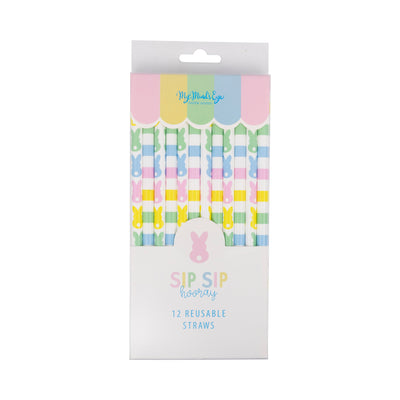 Pastel Bunnies Reusable Straws