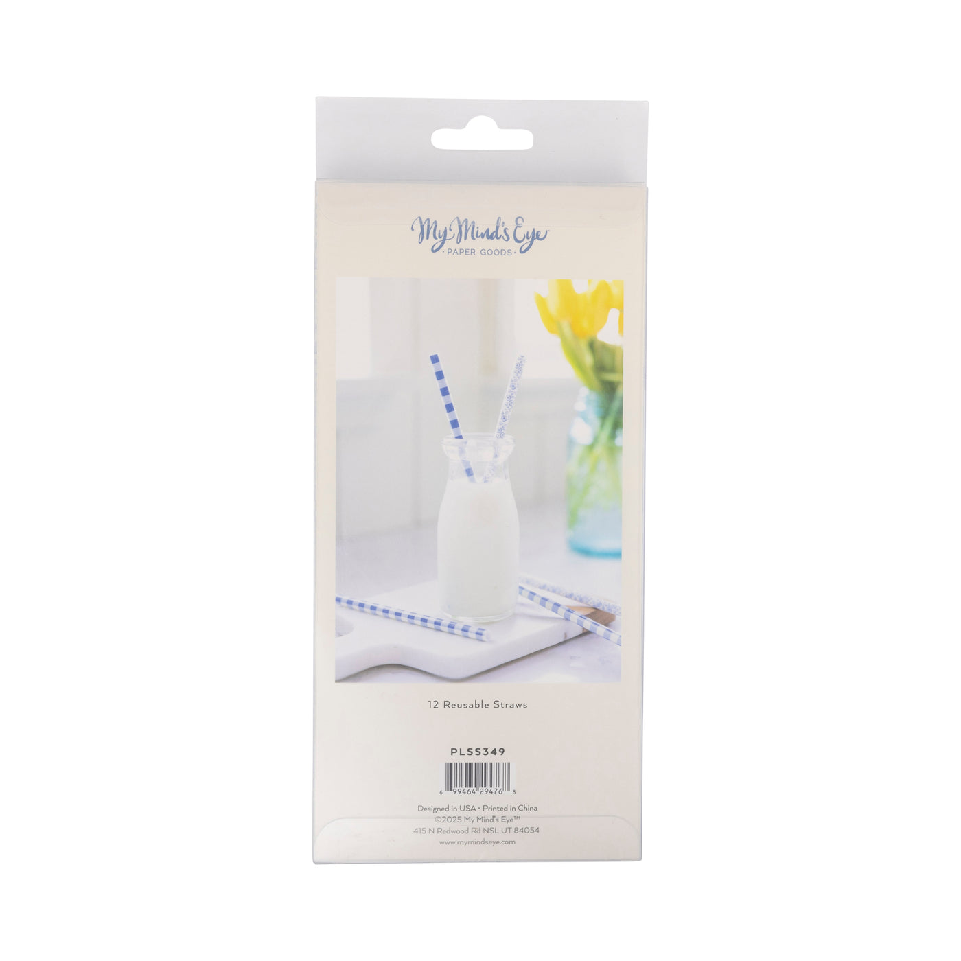 Blue Plaid Floral Reusable Straws