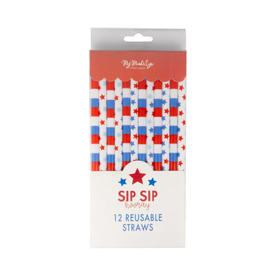 Patriotic Stars Reusable Straws (12 ct)