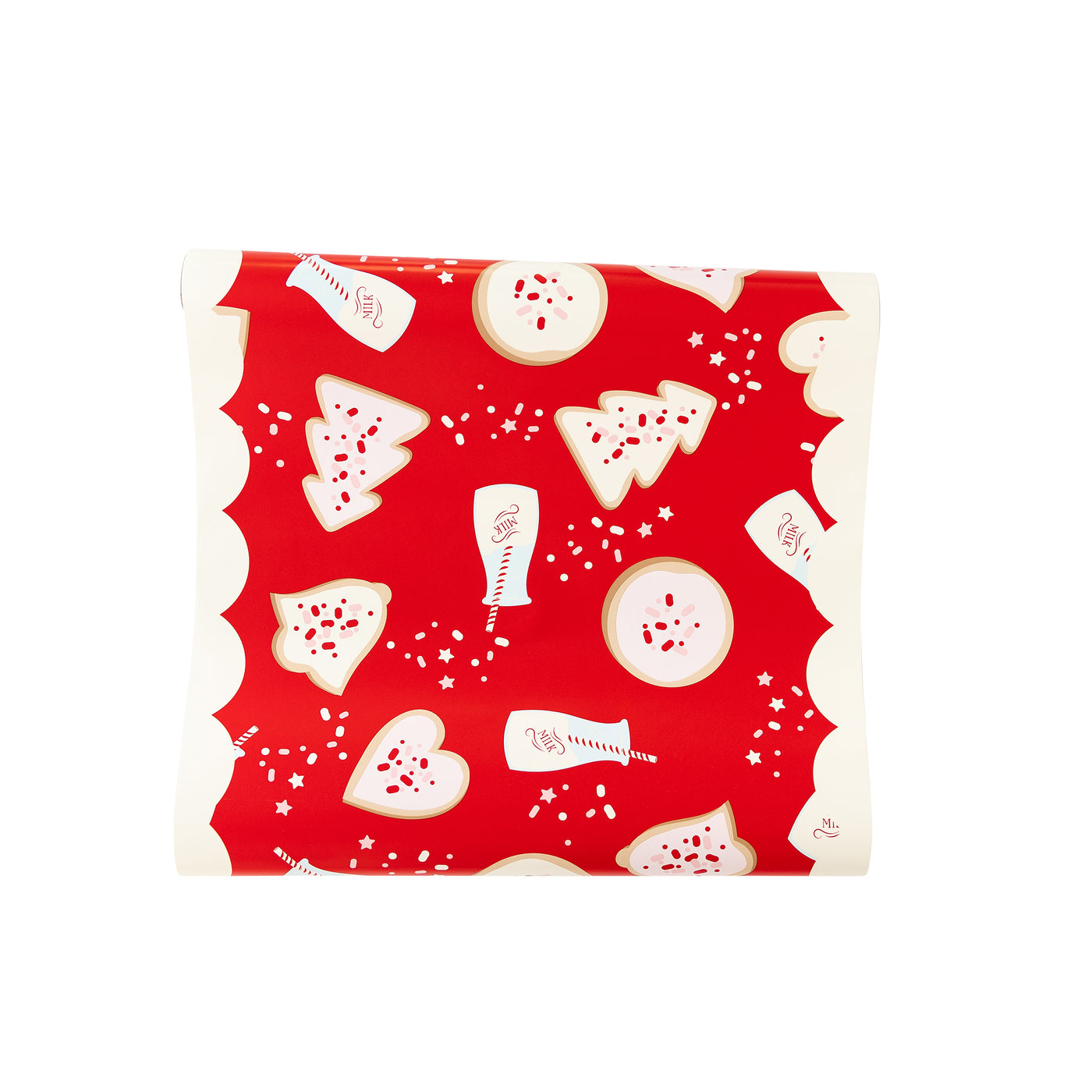 Red Milk and Cookies Paper Table Runner