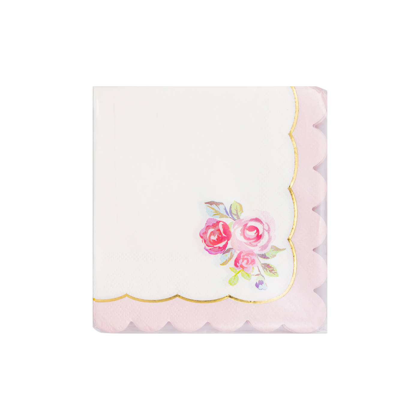 Tea Party Rose Corner Paper Cocktail Napkin