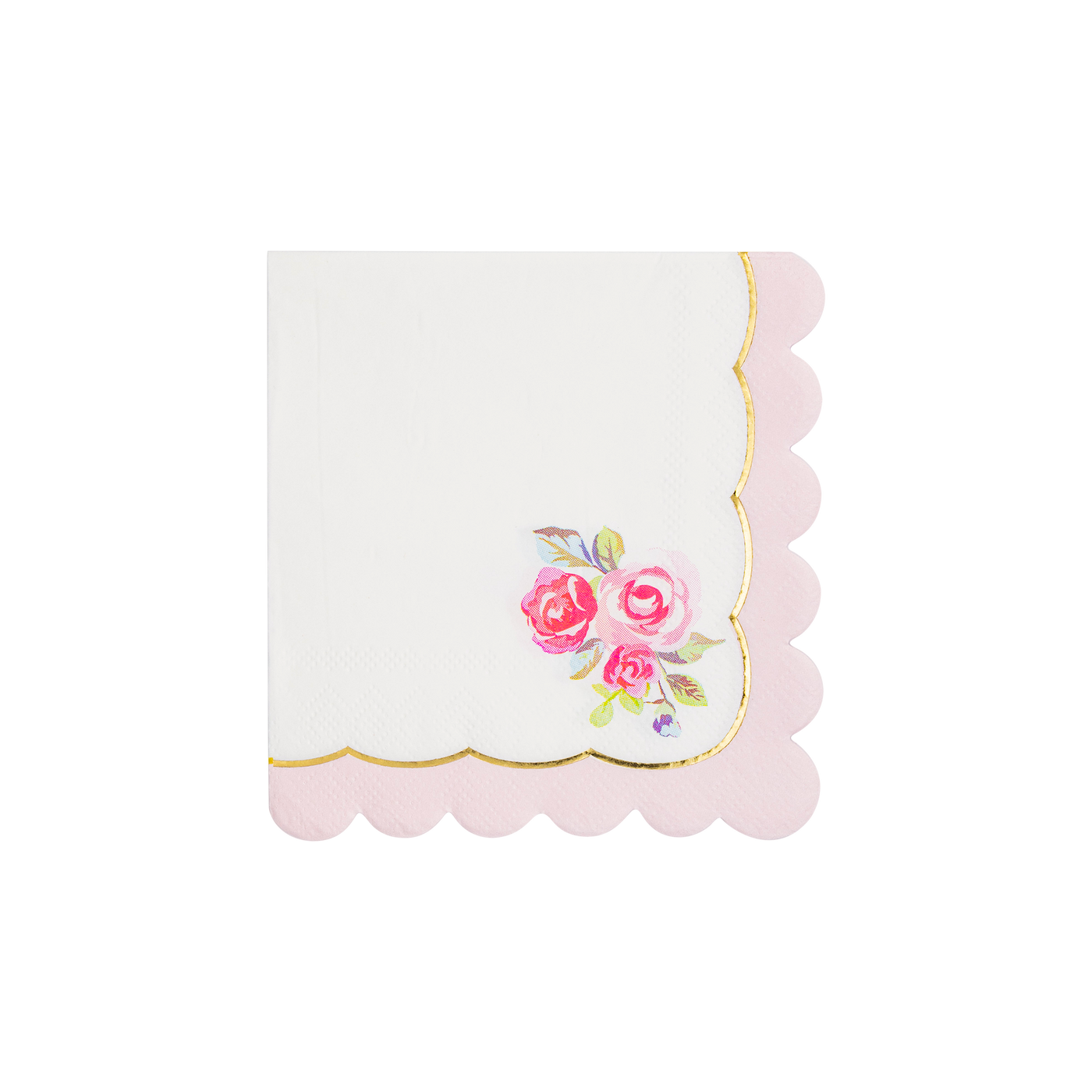 Tea Party Rose Corner Paper Cocktail Napkin